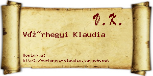 Várhegyi Klaudia névjegykártya