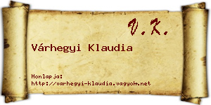 Várhegyi Klaudia névjegykártya